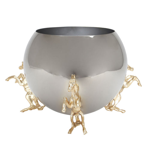 Chrome & Gold Horse Vase